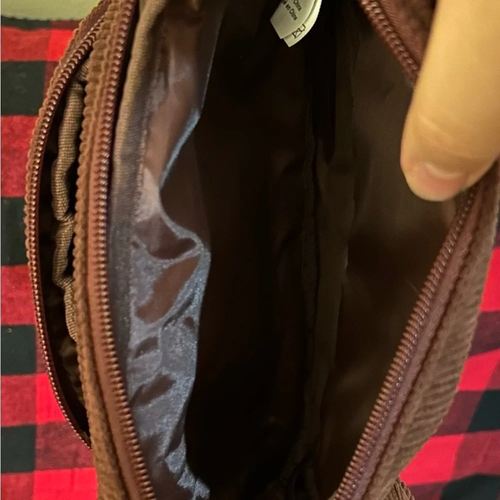 SOLD-Brown Travel Bag with Corduroy Texture and Multiple Compartments - Picture 2 of 3